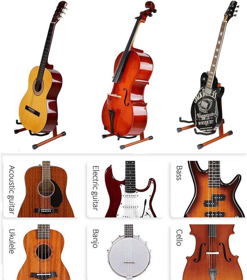 KingPoint Wood Guitar Stand, Guitar Floor Stand, Acoustic Electric Wooden A Frame Folding Guitar Holder Adjustable for Bass, Cello, Mandolin, Banjo, Ukulele（Mahogany） - Image 4
